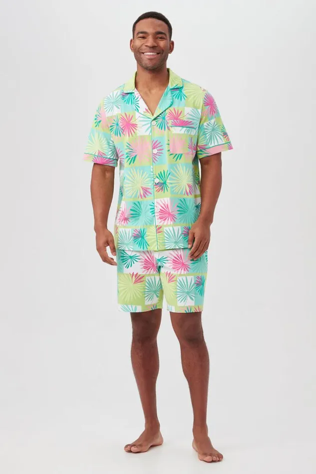 SHOP Trina Turk MEN039S SLEEPWEAR TROPICAL TILE MEN039S SHORT SLEEVE BOXER SHORT JERSEY PJ SET