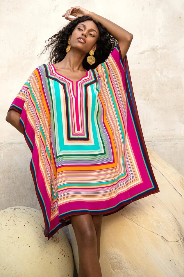 SHOP Trina Turk MINI DRESSES SOUK STRIPE THEODORA CAFTAN DRESS