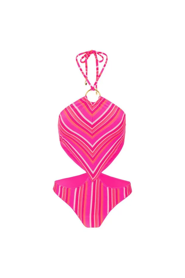 SHOP Trina Turk ONE PIECE SWIMWEAR WOMEN039S MARAI RING HALTER CUTOUT ONE PIECE SWIMSUIT