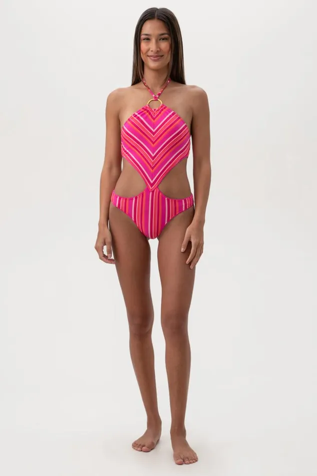 SHOP Trina Turk ONE PIECE SWIMWEAR WOMEN039S MARAI RING HALTER CUTOUT ONE PIECE SWIMSUIT