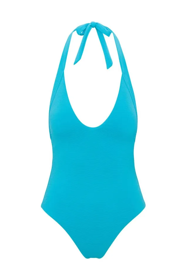 SHOP Trina Turk ONE PIECE SWIMWEAR WOMEN039S RIPPLE RIB HALTER PLUNGE ONE PIECE SWIMSUIT