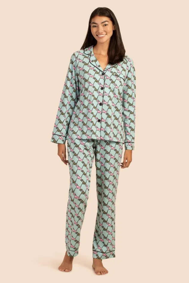 SHOP Trina Turk WOMEN039S SLEEPWEAR HOUNDS WOMEN039S LONG SLEEVE LONG PANT JERSEY PJ SET
