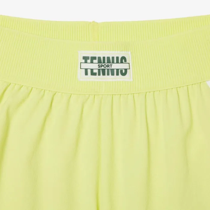 Shorts and Skirts Women Lacoste Women039s Recycled Fabric Lined Tennis Shorts Flashy Yellow White Flashy Yellow Pi4