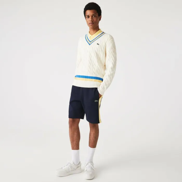Shorts and Swim Men Lacoste Men039s Colorblock Brushed Fleece Shorts Navy Blue Yellow 144 Shorts and Swim Men Lacoste Men039s Colorblock Brushed Fleece Shorts Navy Blue Yellow 144