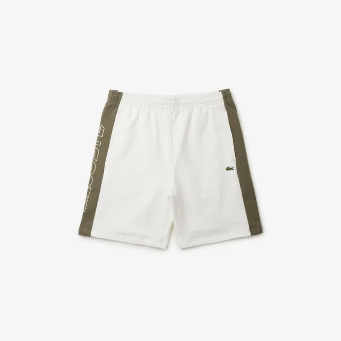 Shorts and Swim Men Lacoste Men039s Colorblock Fleece Shorts White Khaki Green Imi Shorts and Swim Men Lacoste Men039s Colorblock Fleece Shorts White Khaki Green Imi