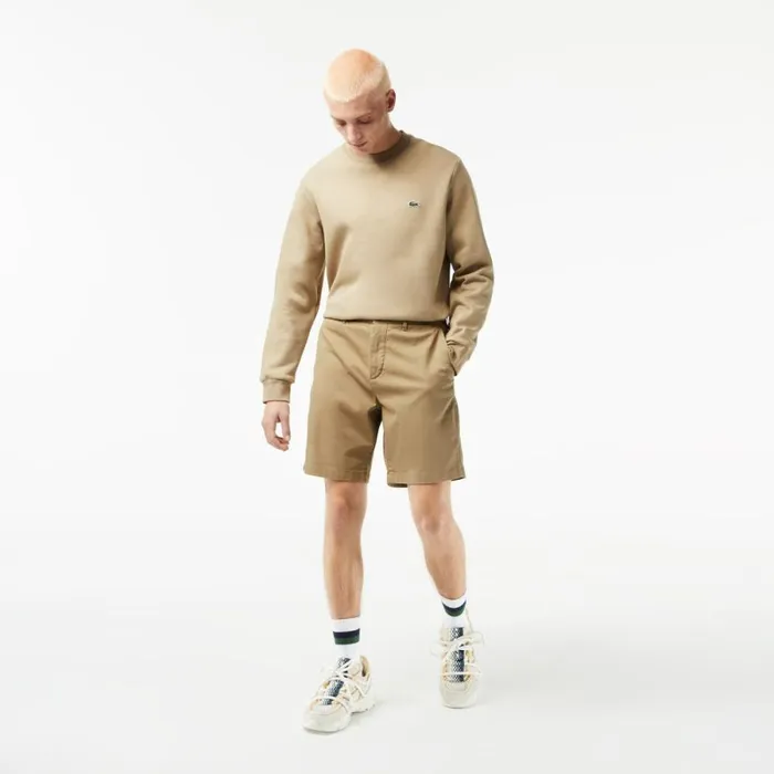 Shorts and Swim Men Lacoste Men039s Regular Fit Stretch Organic Cotton Bermuda Shorts Beige Cb8