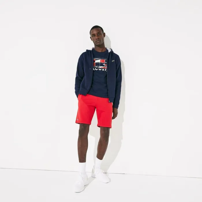 Shorts and Swim Men Lacoste Men039s SPORT Tennis Fleece Shorts Red 240