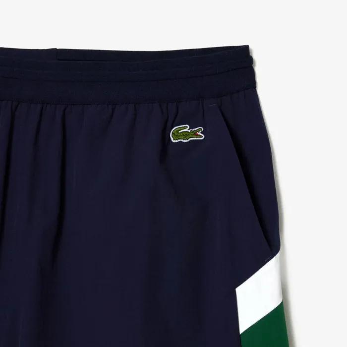 Shorts and Swim Men Lacoste Mens Colorblock Swim Trunks Navy Blue Green White Yun