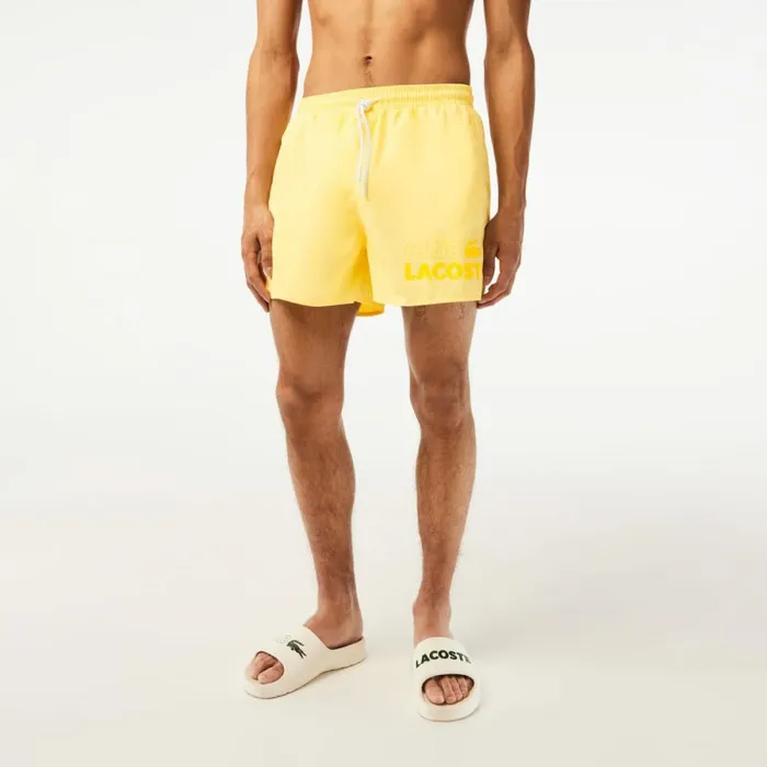 Shorts and Swim Men Lacoste Mens QuickDry Lined Swim Trunks Pastel Yellow 107