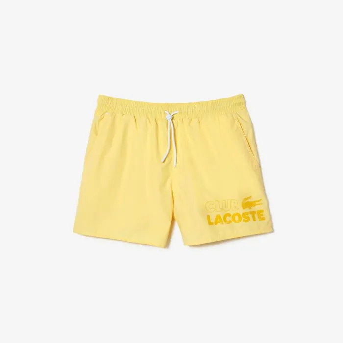 Shorts and Swim Men Lacoste Mens QuickDry Lined Swim Trunks Pastel Yellow 107