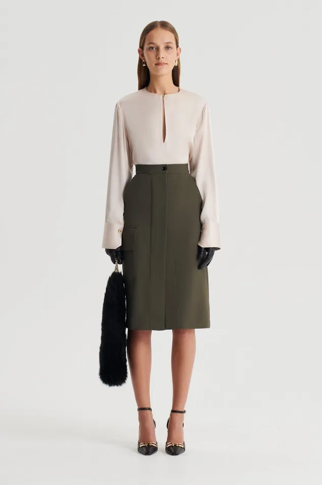 Skirts Scanlan Theodore Women TAILORED PATCH POCKET SKIRT JUNGLE