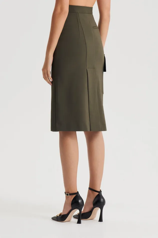 Skirts Scanlan Theodore Women TAILORED PATCH POCKET SKIRT JUNGLE Skirts Scanlan Theodore Women TAILORED PATCH POCKET SKIRT JUNGLE