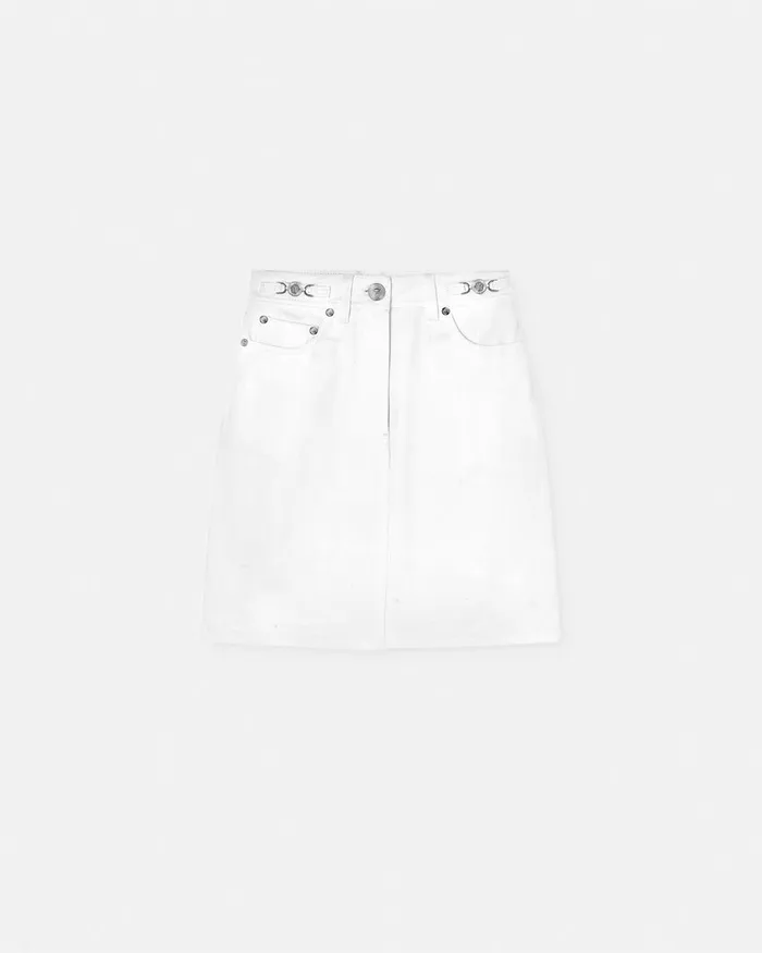 Skirts Women Versace ALine Denim Skirt White