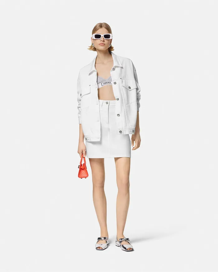 Skirts Women Versace ALine Denim Skirt White