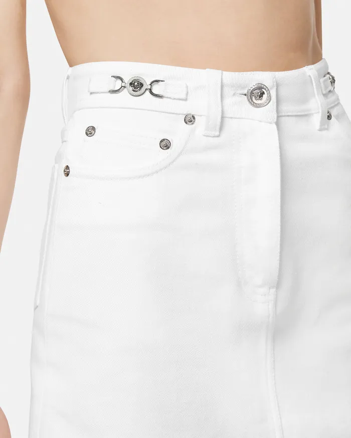 Skirts Women Versace ALine Denim Skirt White