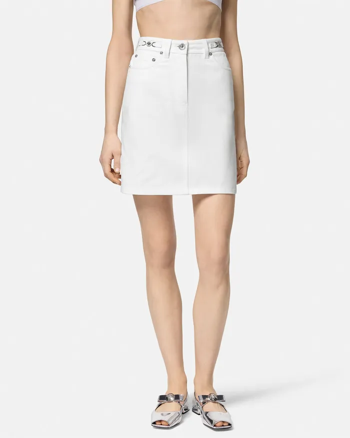 Skirts Women Versace ALine Denim Skirt White