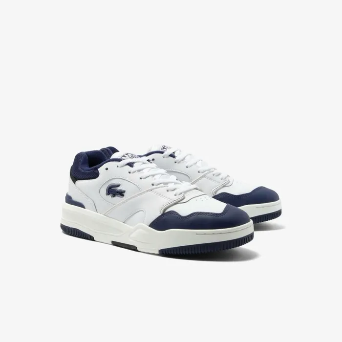 Sneakers Men Lacoste Mens Lineshot Mesh Collar Leather Sneakers White Navy 042
