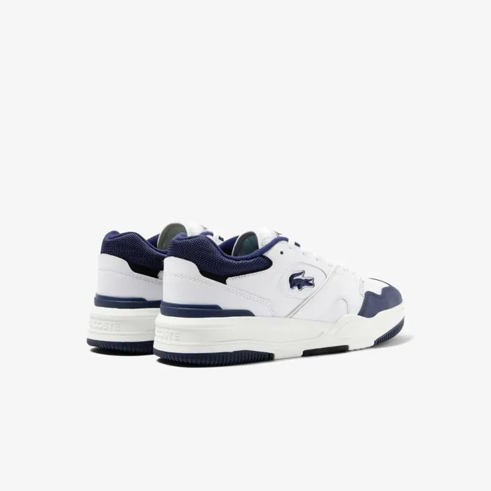 Sneakers Men Lacoste Mens Lineshot Mesh Collar Leather Sneakers White Navy 042