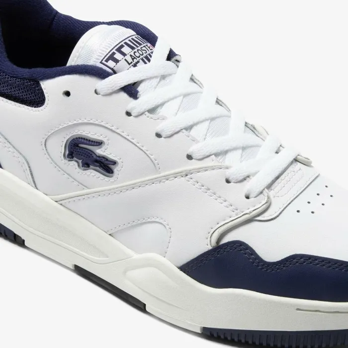 Sneakers Men Lacoste Mens Lineshot Mesh Collar Leather Sneakers White Navy 042