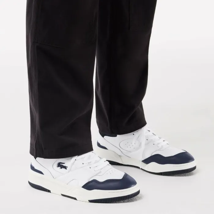 Sneakers Men Lacoste Mens Lineshot Mesh Collar Leather Sneakers White Navy 042