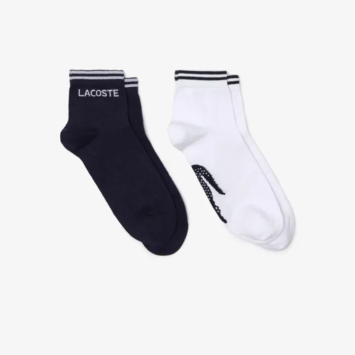 Socks MenWomen Lacoste Unisex SPORT 2Pack Low Cotton Socks Navy Blue White 525