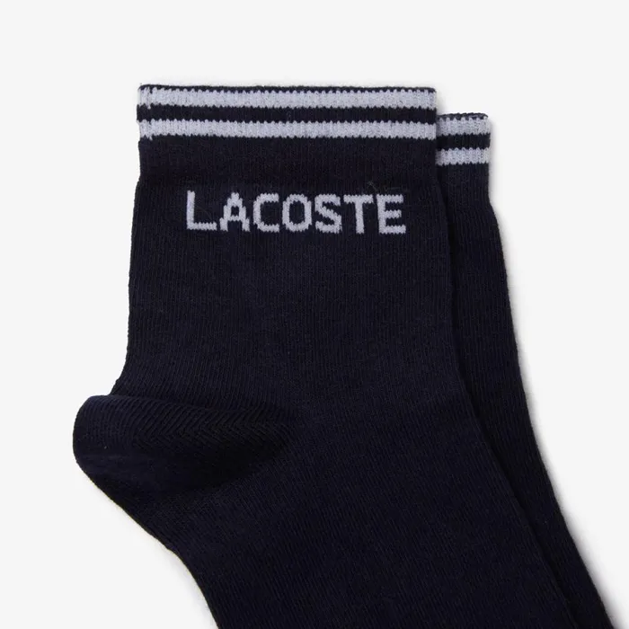 Socks MenWomen Lacoste Unisex SPORT 2Pack Low Cotton Socks Navy Blue White 525