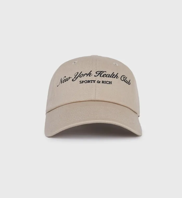 Sporty and Rich Hats Women NY Health Club Hat 8211 British TanFaded Black