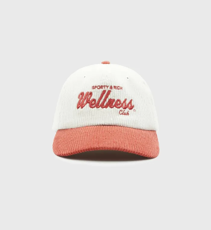 Sporty and Rich Hats Women Wellness Club Corduroy Hat 8211 StrawberryWhite