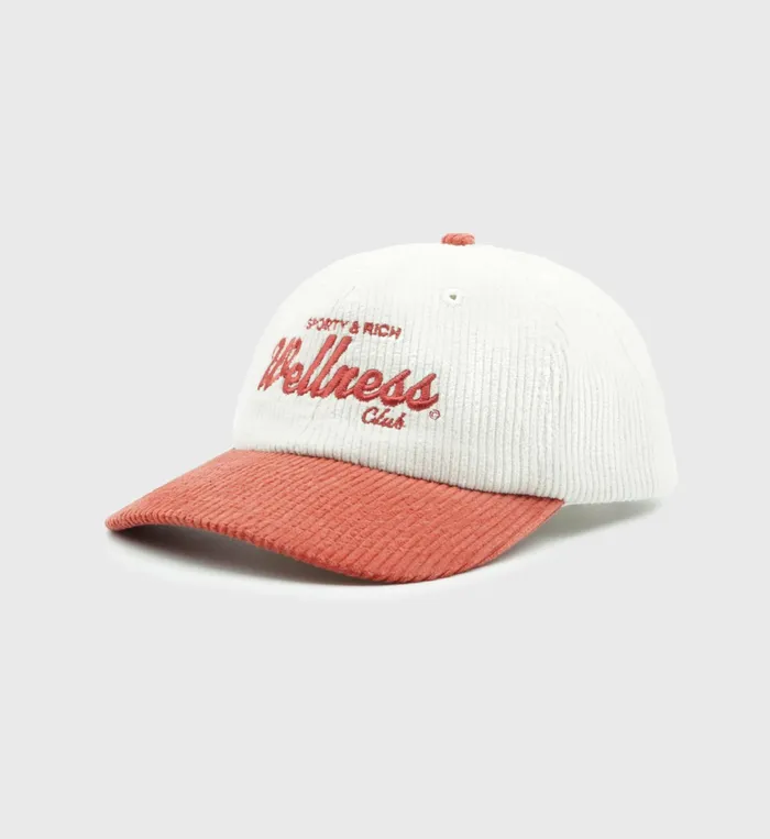 Sporty and Rich Hats Women Wellness Club Corduroy Hat 8211 StrawberryWhite