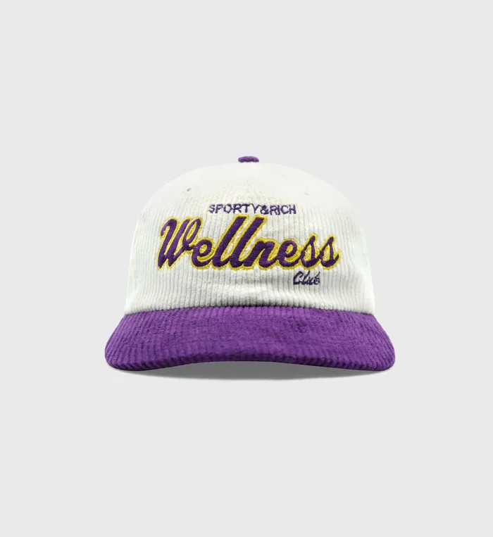 Sporty and Rich Hats Women Wellness Club Corduroy Hat 8211 WhitePurple