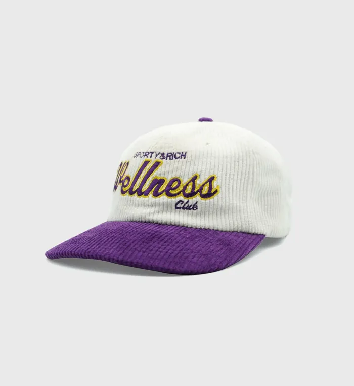 Sporty and Rich Hats Women Wellness Club Corduroy Hat 8211 WhitePurple