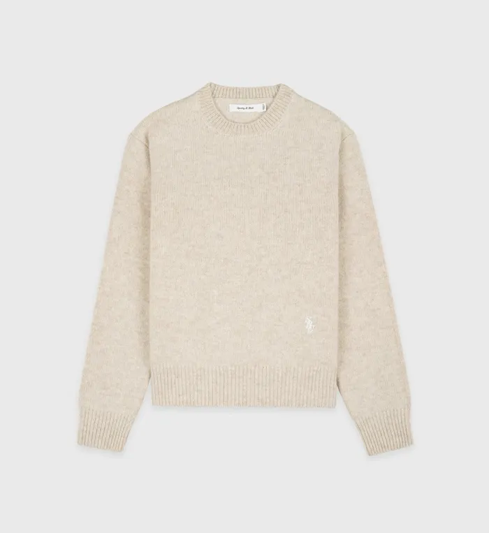 Sporty and Rich Knitwear Women SRC Wool Crewneck 8211 CreamWhite