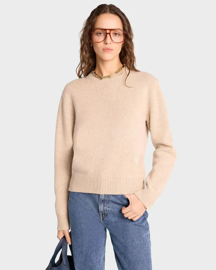 Sporty and Rich Knitwear Women SRC Wool Crewneck 8211 CreamWhite