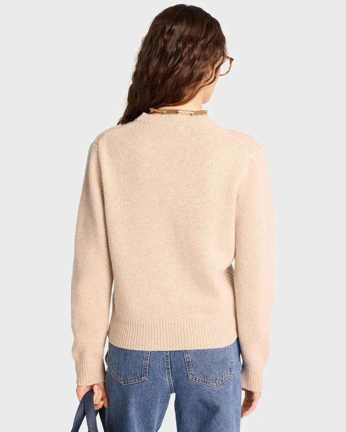 Sporty and Rich Knitwear Women SRC Wool Crewneck 8211 CreamWhite