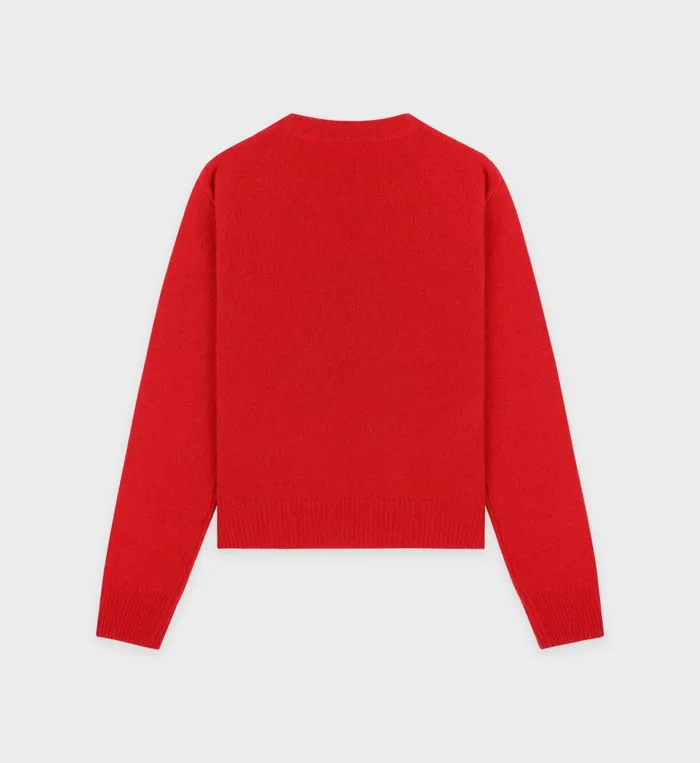 Sporty and Rich Knitwear Women Vendome Script Cashmere Crewneck 8211 RubyWhite