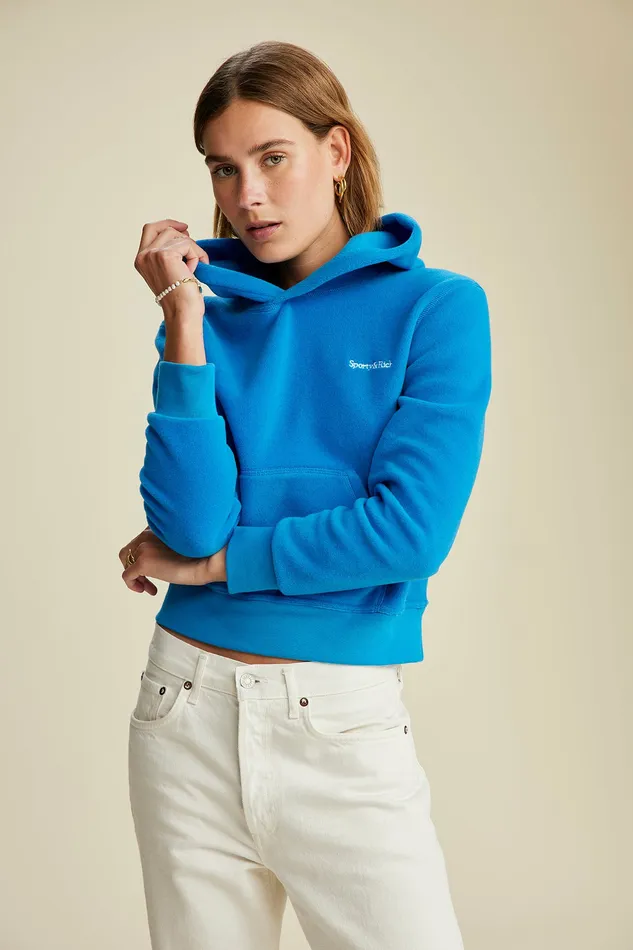 Sporty and Rich Polar Fleece And Sherpa Women Hooded Polar Sweatshirt 8211 Ocean