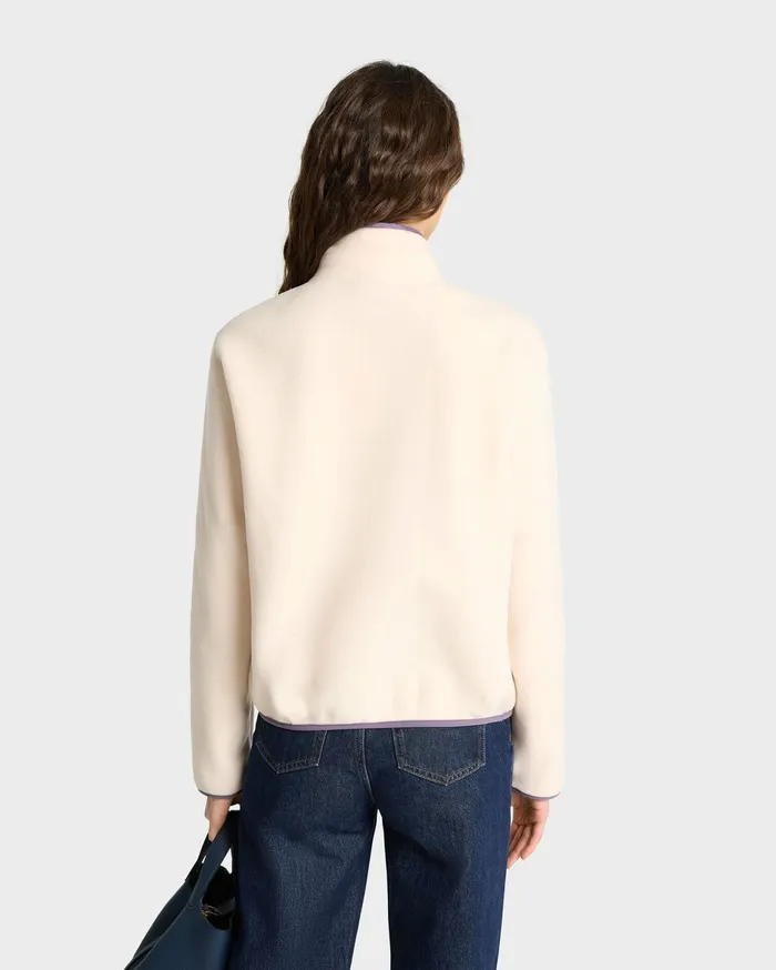Sporty and Rich Polar Fleece And Sherpa Women Serif Logo Polar Sweatshirt 8211 CreamDusty Grape