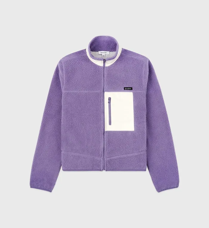 Sporty and Rich Polar Fleece And Sherpa Women Zipped Sherpa Jacket 8211 EggplantCream