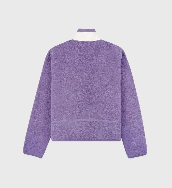 Sporty and Rich Polar Fleece And Sherpa Women Zipped Sherpa Jacket 8211 EggplantCream