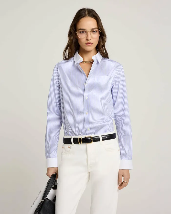 Sporty and Rich Shirting Women SRC Shirt 8211 WhiteBlue Striped