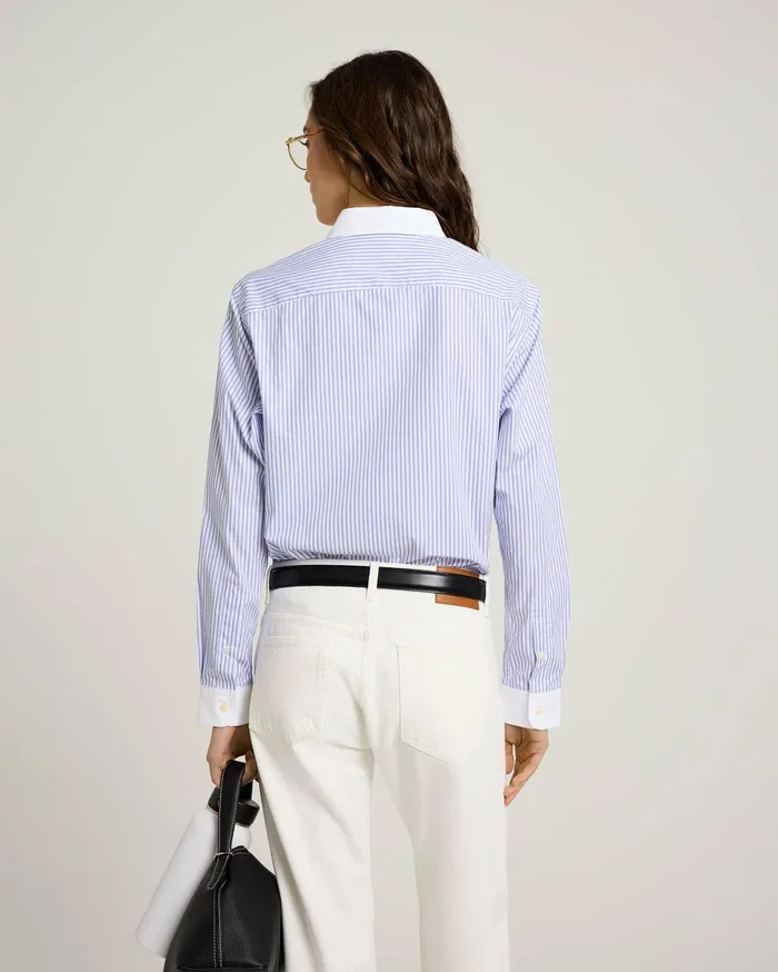 Sporty and Rich Shirting Women SRC Shirt 8211 WhiteBlue Striped