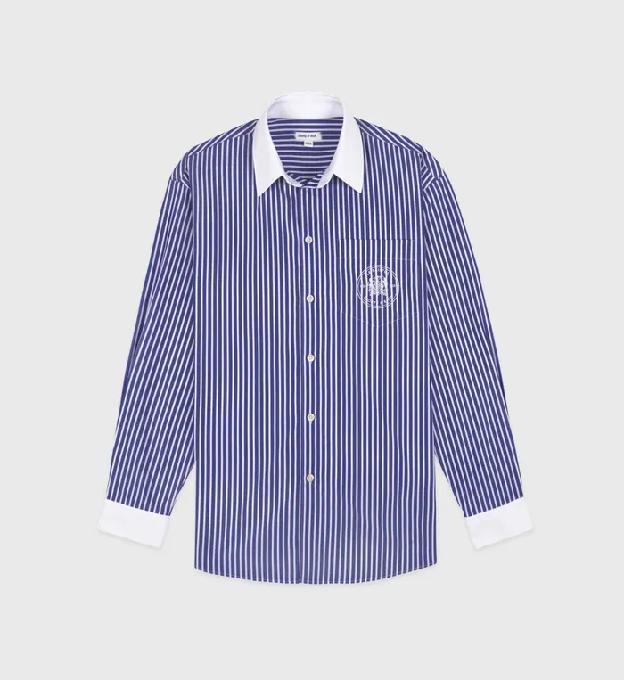 Sporty and Rich Shirts Men Bristol Crest 100th Oversized Shirt 8211 NavyWhite