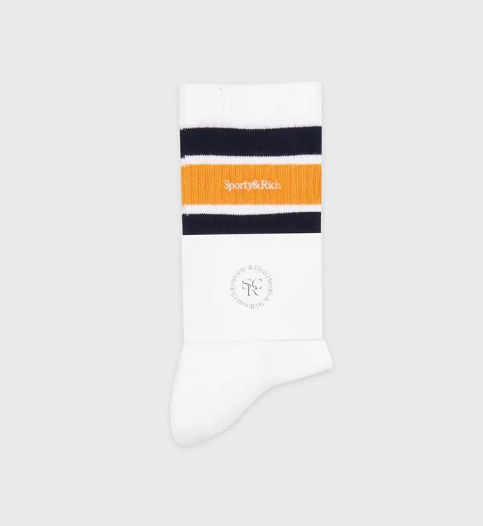 Sporty and Rich Socks Women Serif Logo Socks 8211 WhiteGold