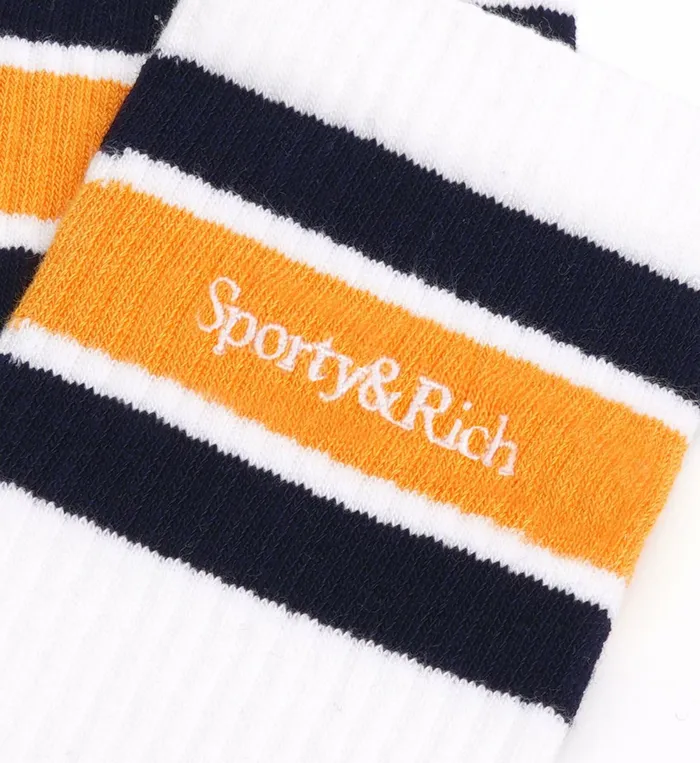 Sporty and Rich Socks Women Serif Logo Socks 8211 WhiteGold