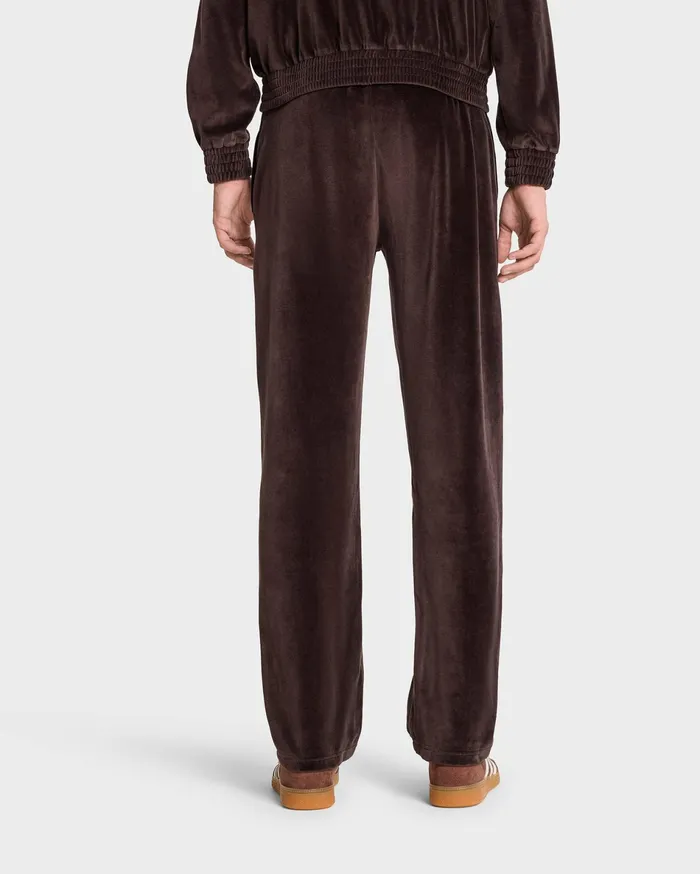 Sporty and Rich Sweatpants Women NY Crest Velour Track Pant 8211 ChocolateCream