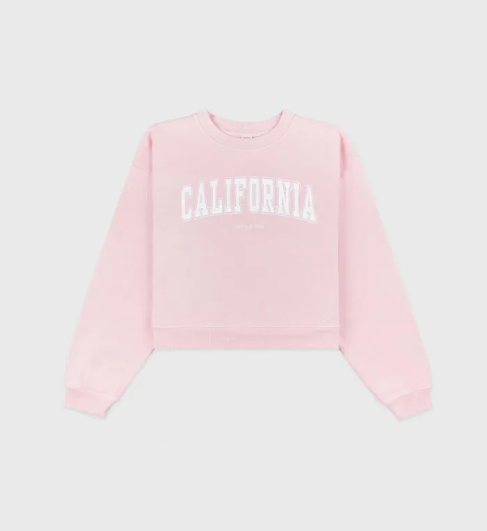 Sporty and Rich Sweatshirts Women California Cropped Crewneck 8211 BalletWhite