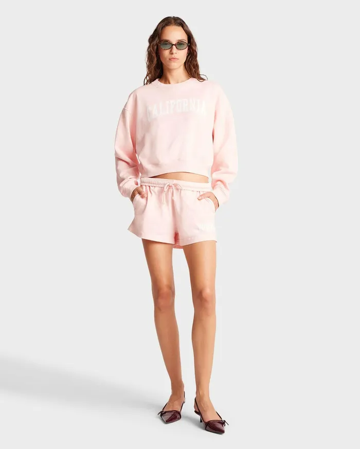 Sporty and Rich Sweatshirts Women California Cropped Crewneck 8211 BalletWhite