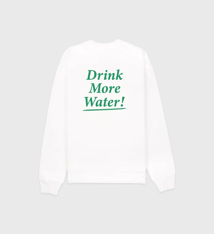 Sporty and Rich Sweatshirts Women Drink More Water Crewneck 8211 WhiteVerde