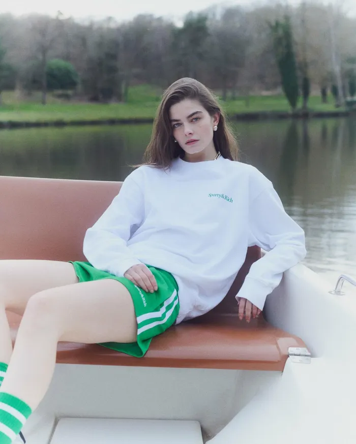 Sporty and Rich Sweatshirts Women Drink More Water Crewneck 8211 WhiteVerde