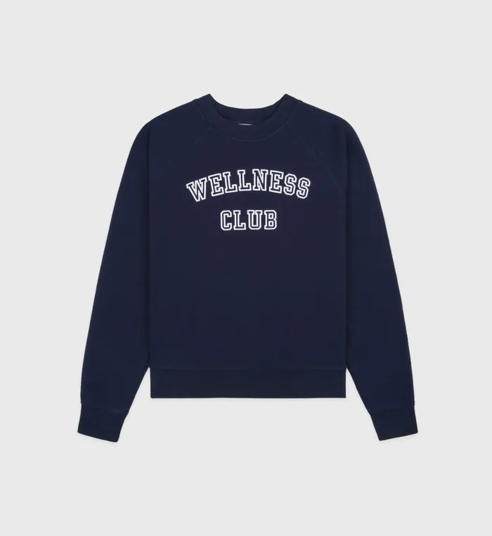 Sporty and Rich Sweatshirts Women Wellness Club Soft Crewneck 8211 NavyWhite